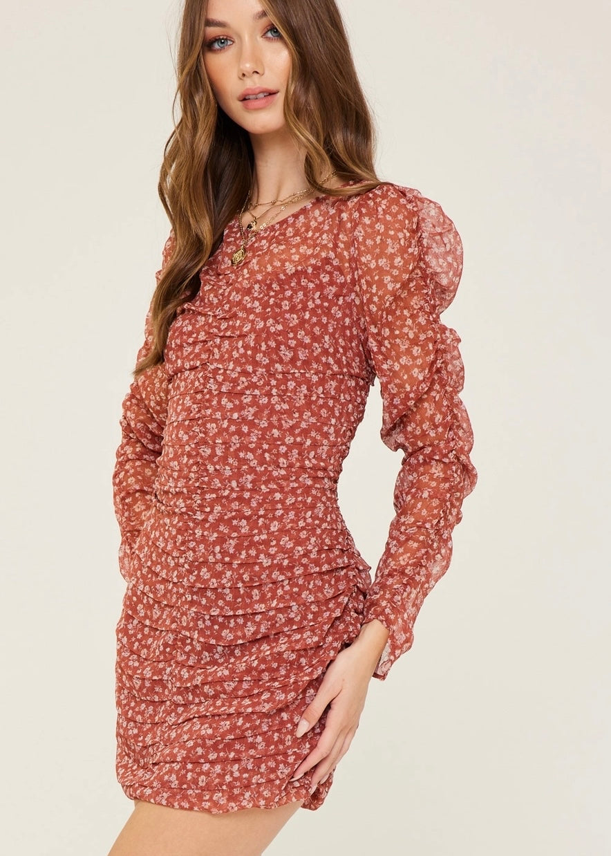 Chai Floral Ruched Dress