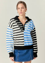 Load image into Gallery viewer, Mixed Stripe Half Zip Sweater