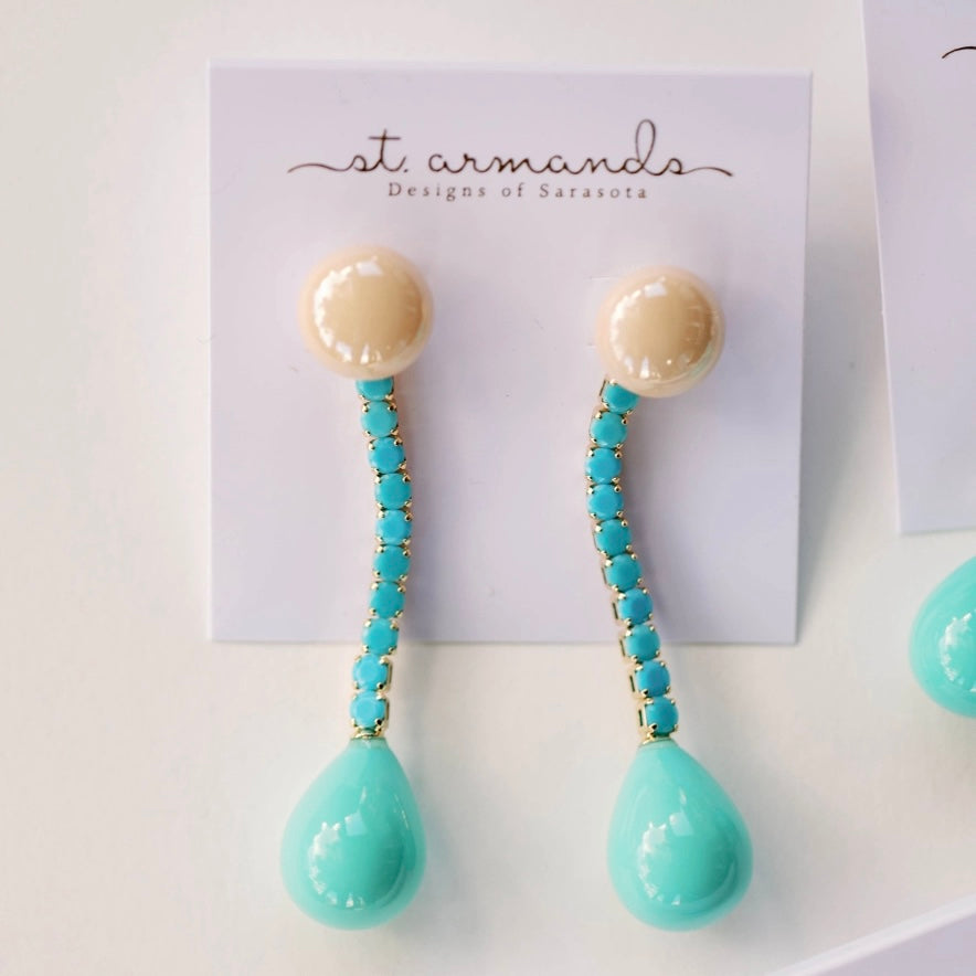 St. Armand’s Turquoise + Peach Swingy Drops