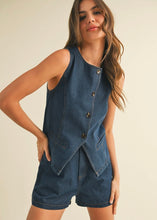 Load image into Gallery viewer, Barbara Denim Vest + Short Set