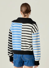 Load image into Gallery viewer, Mixed Stripe Half Zip Sweater