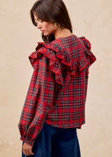 Load image into Gallery viewer, Plaid Ruffle Button Up Top