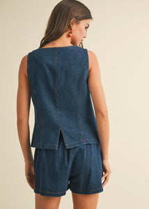 Barbara Denim Vest + Short Set
