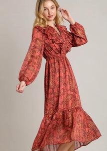 Lia Paisley Midi Dress