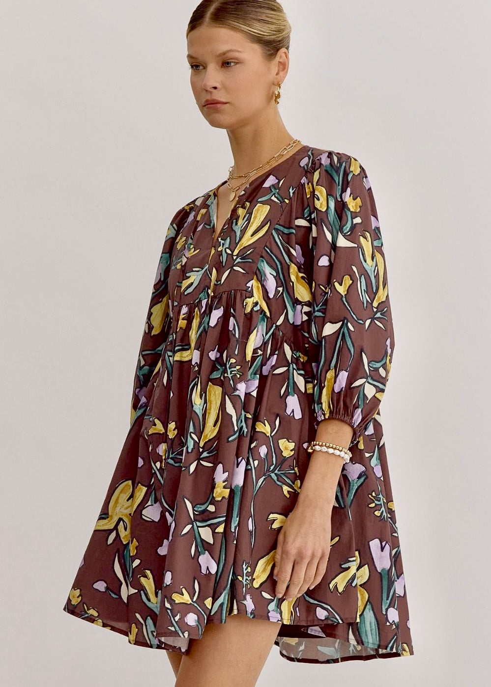 Espresso Floral Dress