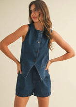 Load image into Gallery viewer, Barbara Denim Vest + Short Set