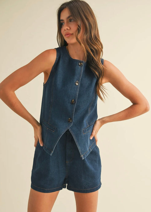 Barbara Denim Vest + Short Set