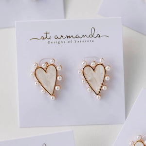 St. Armands Pearl Heart Studs