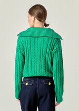 Load image into Gallery viewer, Green Cable Half Zip Sweater