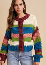 Load image into Gallery viewer, Chunky Knit Stripe Cardigan