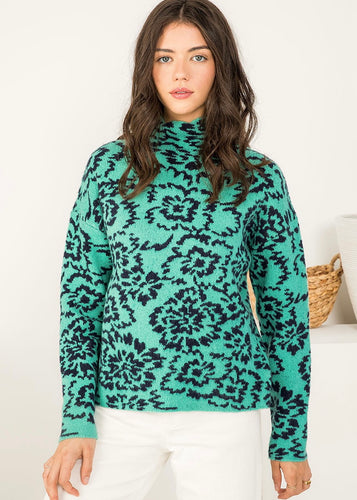 THML- Drop Shoulder Floral Sweater {XS-XL}