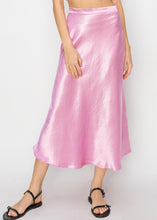 Load image into Gallery viewer, Pink Satin Midi Skirt