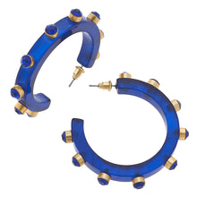 Load image into Gallery viewer, Royal Resin + Rhinestone Studded Color Hoops