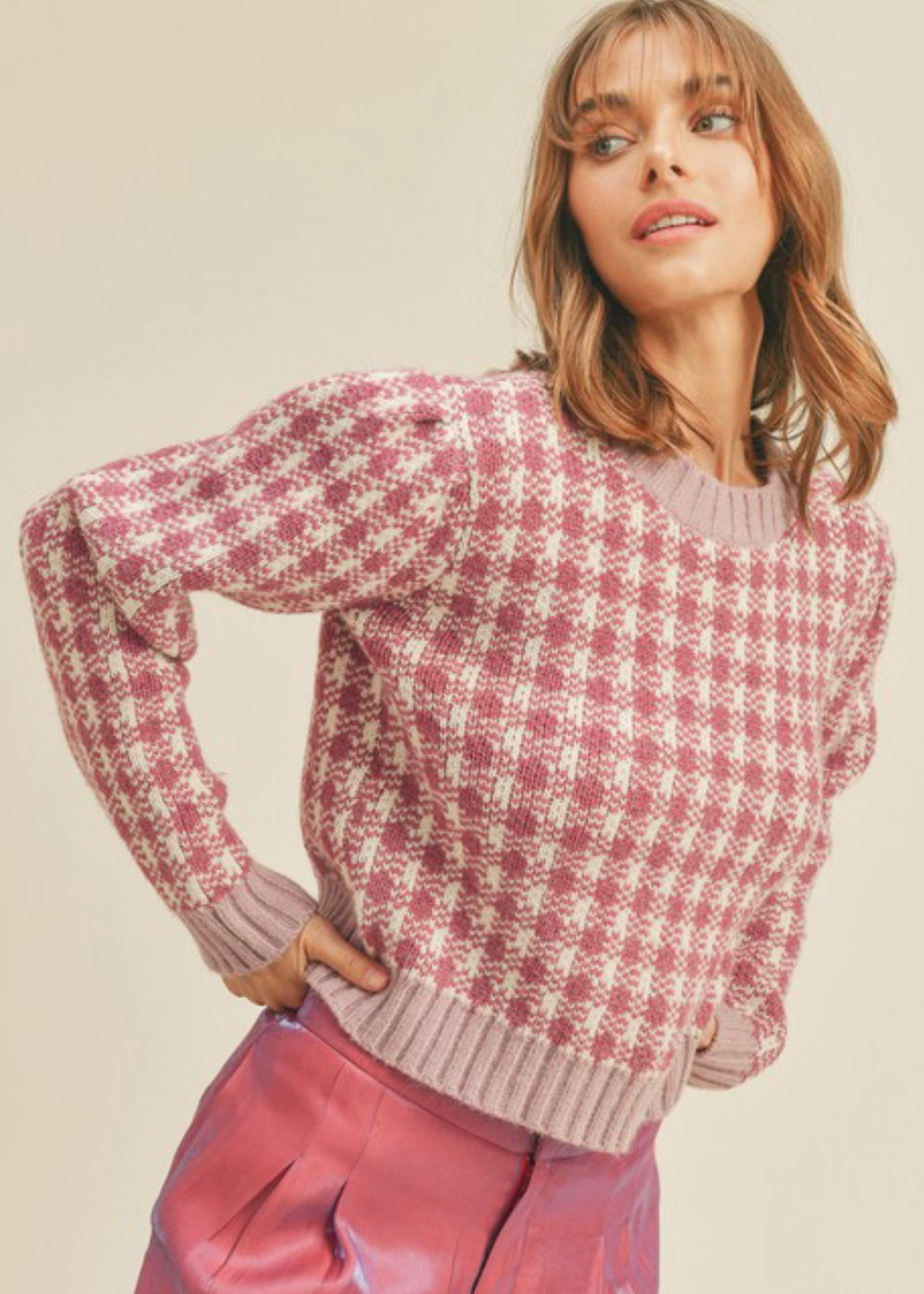 Orchid Houndstooth Sweater