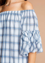 Load image into Gallery viewer, Blue Plaid Ruffled Dress