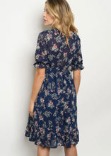 Load image into Gallery viewer, Layered Floral Navy Dress
