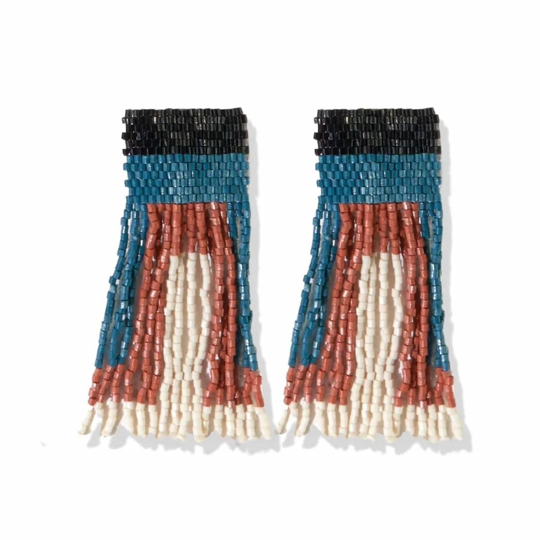 Ava Geo Fringe Bead Earrings