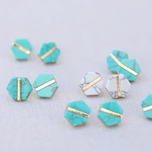 St. Armands Turquoise Hex Studs
