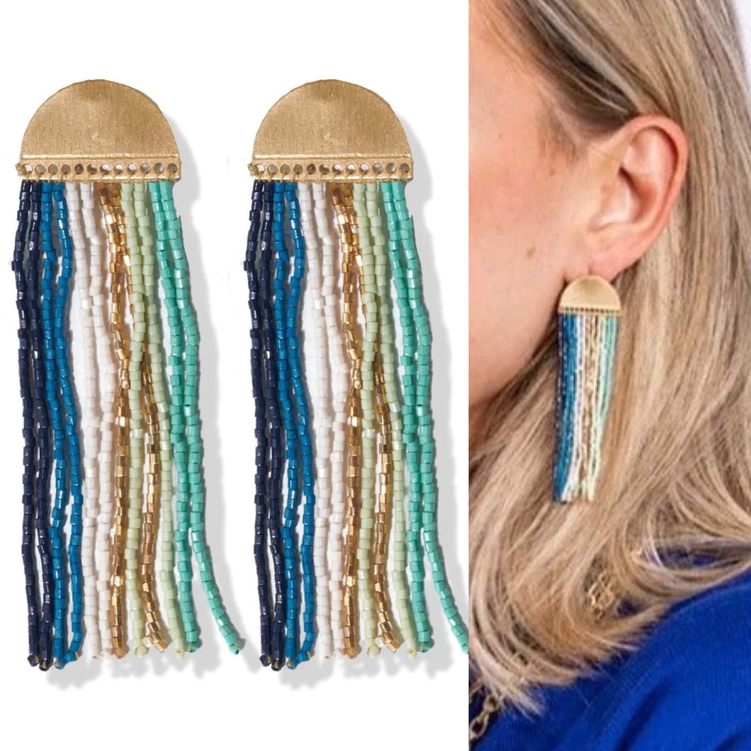 Riley Teal Mix Vertical Stripe Earrings