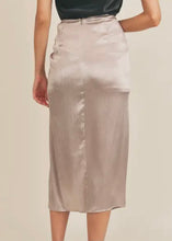 Load image into Gallery viewer, Taupe Tied Slit Midi Skirt