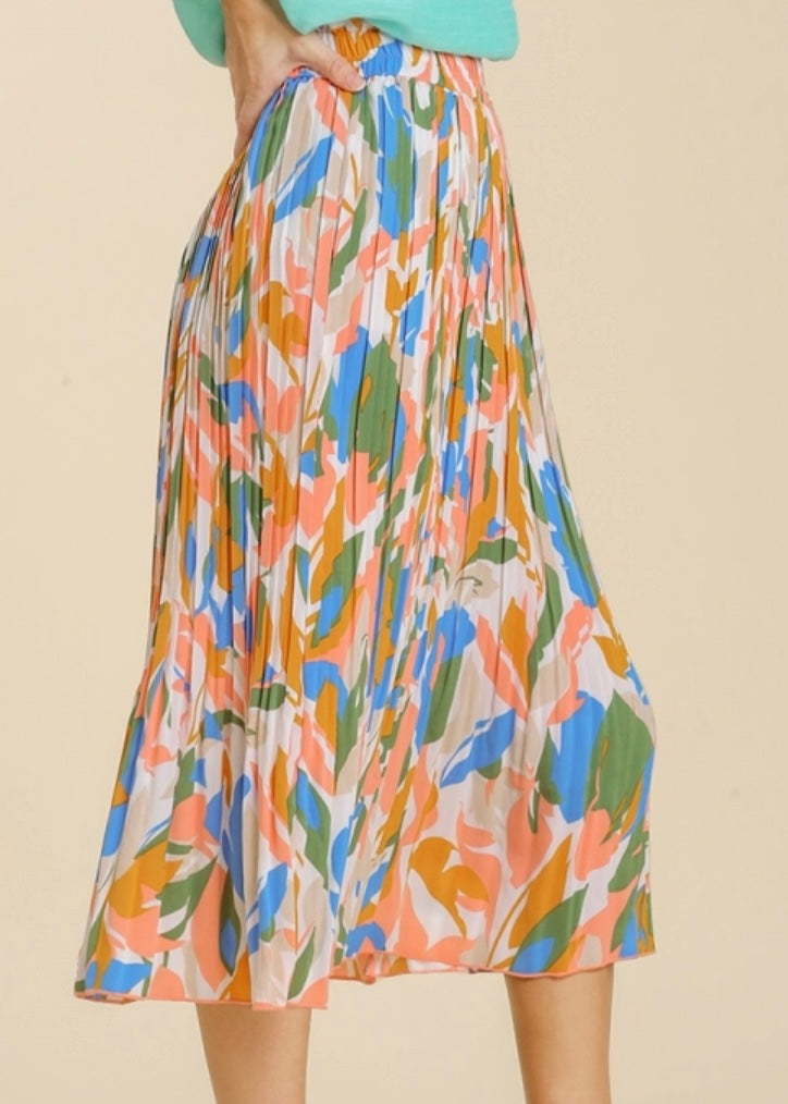 In Bloom Pleated Midi Skirt