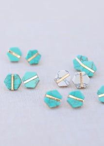St. Armands White Marble Hex Studs