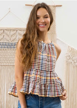 Load image into Gallery viewer, Madison Plaid Peplum Top