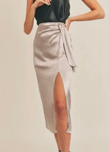 Load image into Gallery viewer, Taupe Tied Slit Midi Skirt