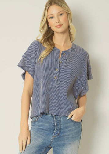 Comfy Day Top- Blue